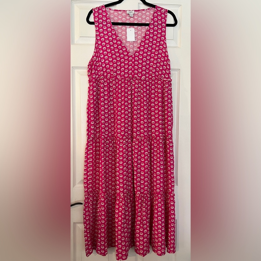 NEW J. Crew NWT Pink White Floral Tiered Cottagecore Summer Maxi Dress NWT 12